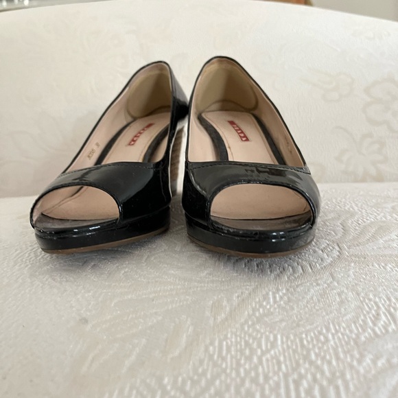 Prada Black Patent Leather Open Wedges-Great Condition - Picture 3 of 9
